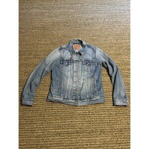 Levis Jacket Womens Small Blue Denim Trucker Jean Embroidered Rose Cactus